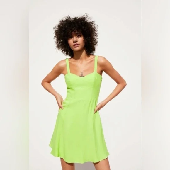 Zara Neon Green Mini Dress - Picture 1 of 6